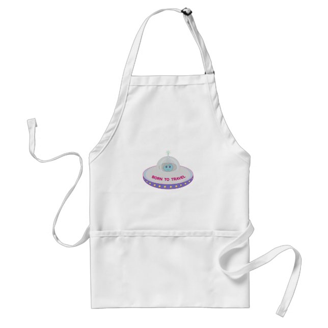 Born to travel cute alien & flying saucer standard apron (Front)