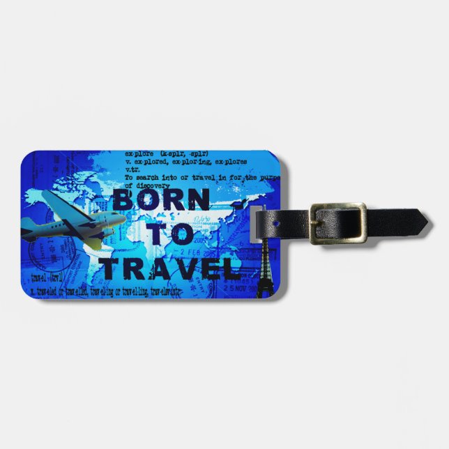 Born to Travel Luggage Tag (Front Horizontal)