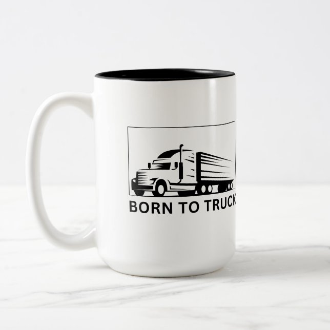 Born To Truck (black) Two-Tone Coffee Mug (Left)