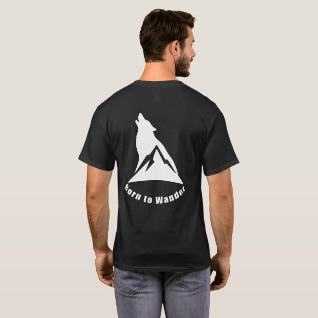 Born to Wander Wolf & Mountain Nature Lover & Hike T-Shirt (Back Full)