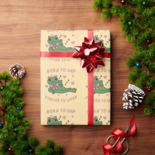 Born to Yap Forced to Work Funny Frog Coworker Wrapping Paper
