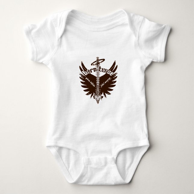 Born Twice Spina Bifida Foetal Surgery Angel Wings Baby Bodysuit (Front)