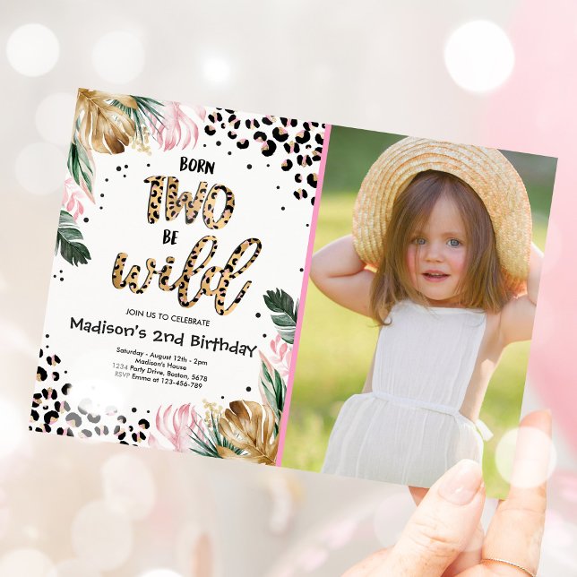 Born Two Be Wild Jungle Leopard Print Birthday Invitation (Creator Uploaded)