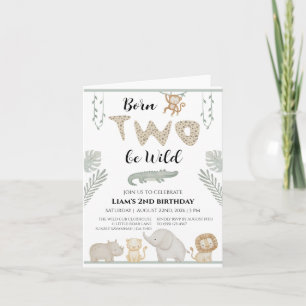 Born Two Be Wild Jungle Safari 2nd Birthday Invitation