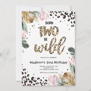 Born Two Be Wild Leopard Jungle Birthday Invitation