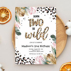 Born Two Be Wild Leopard Jungle Birthday Invitation