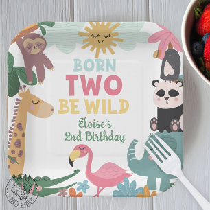 Born Two Be Wild Pink Paper Plate
