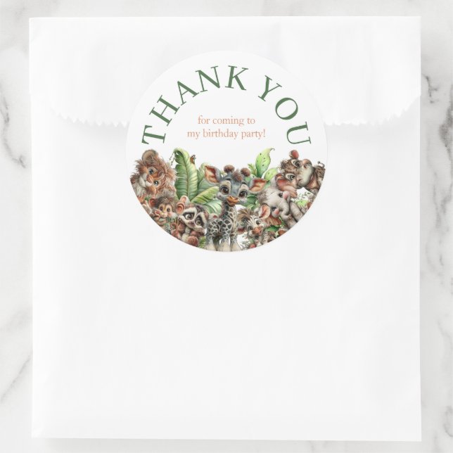 Born Two Be Wild Safari Birthday Classic Round Sticker (Bag)