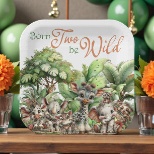 Born Two Be Wild Safari Birthday Paper Plate