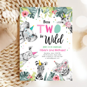 Born Two Be Wild Safari Party Animals Birthday Invitation