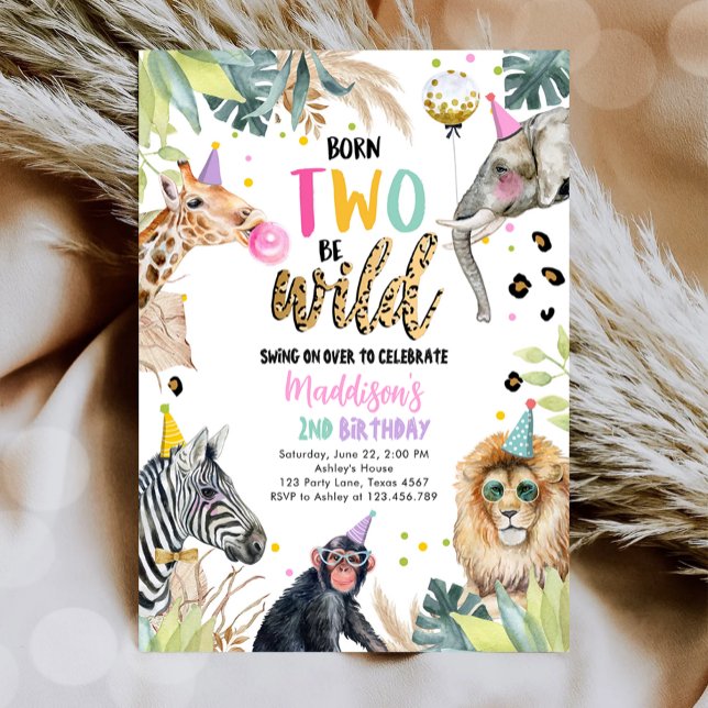 Born Two Be Wild Safari Party Animals Birthday Invitation (Creator Uploaded)