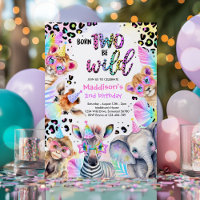 Born Two Be Wild Safari Pink Girl Leopard Birthday