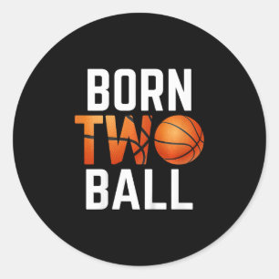 Born Two Ll Sketll 2 Years Old Birthday Party Kids Classic Round Sticker