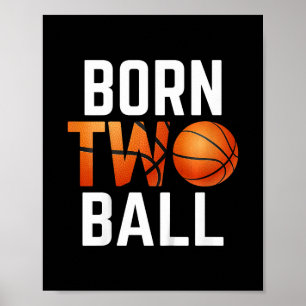 Born Two Ll Sketll 2 Years Old Birthday Party Kids Poster