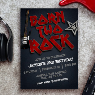 Born Two Rock - 2nd Birthday  Invitation