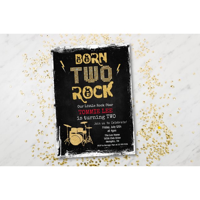 Born TWO Rock Rock Star 2nd Birthday Invitation (Creator Uploaded)