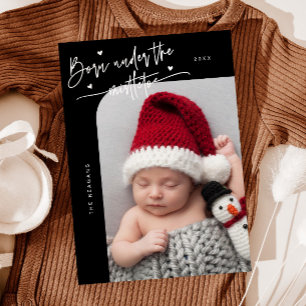 Born Under Mistletoe Black Birth Announcement