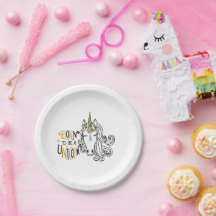 Born Unicorn Birthday Paper Plate