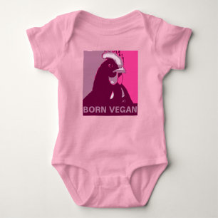 Born Vegan Pink Pop Art Chicken Baby Jumper Bodysuit