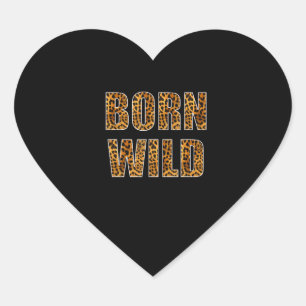 born wild cheetah tiger lion animal print leopard heart sticker