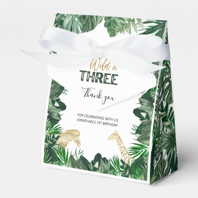Born Wild Jungle Safari Themed 3rd Birthday Favour Box (Front Side)