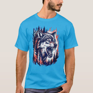 Born Wild Wolf Shirt – Fire Forest Animal Graphic 