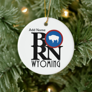 BORN Wyoming Custom Ceramic Tree Decoration