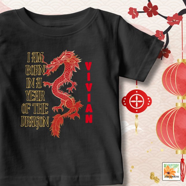 BORN Year Of The Dragon with Name Unisex Baby T-Shirt (Creator Uploaded)