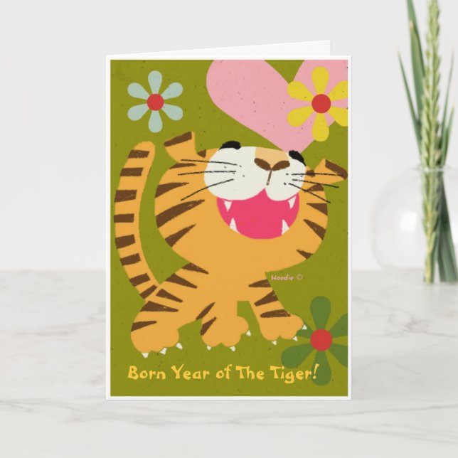 Born Year of The Tiger Greeting card (Front)
