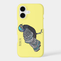 Bornean peacock-pheasant bird cartoon illustration