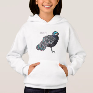 Bornean peacock-pheasant bird cartoon illustration