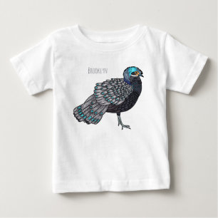 Bornean peacock-pheasant bird cartoon illustration baby T-Shirt