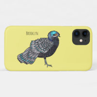 Bornean peacock-pheasant bird cartoon illustration