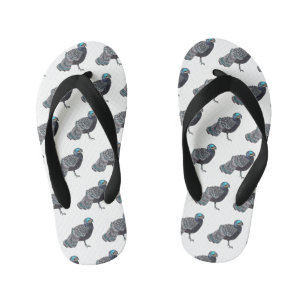 Bornean peacock-pheasant bird cartoon illustration kid's jandals