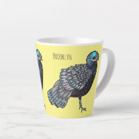 Bornean peacock-pheasant bird cartoon illustration
