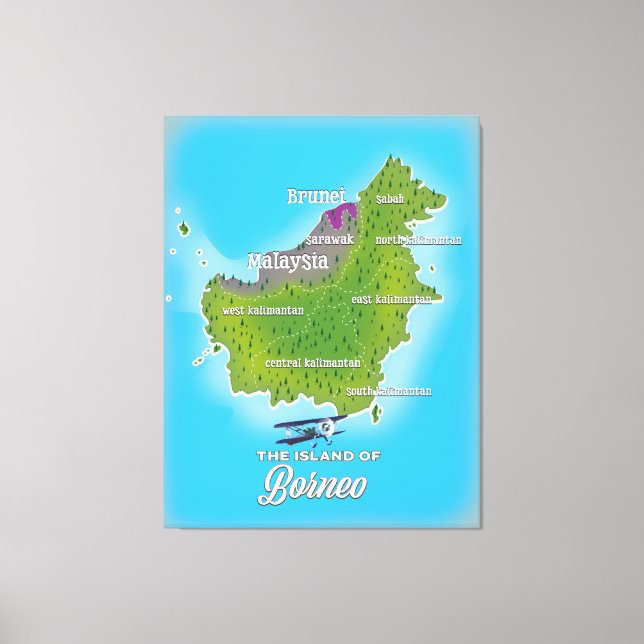 Borneo Map Canvas Print (Front)