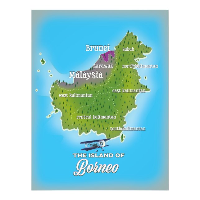 Borneo Map Photo Print (Front)