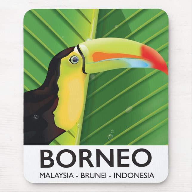 Borneo Toucan travel poster Mouse Pad (Front)