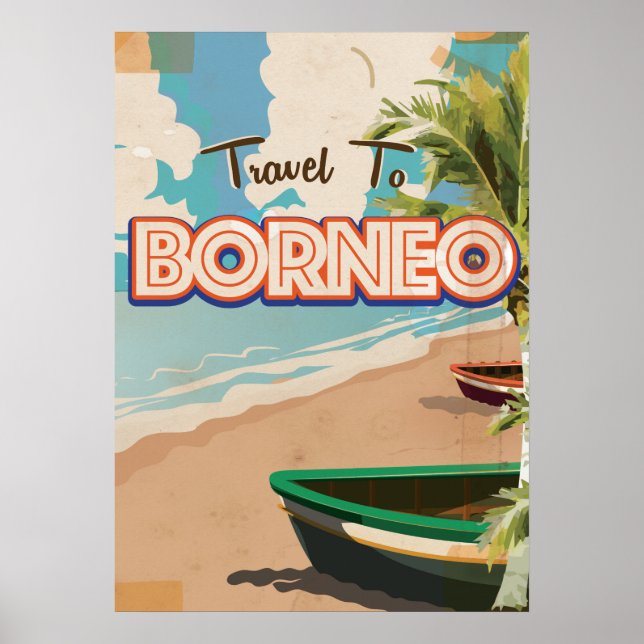 Borneo vintage travel poster art. (Front)