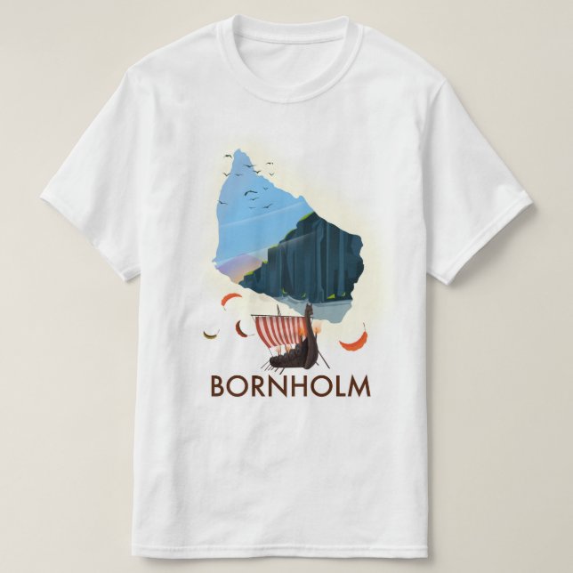 Bornholm Island Viking map T-Shirt (Design Front)