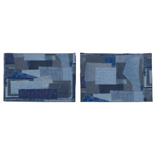 Boro Boro Blue Jean Patchwork Denim Shibori Pillowcase