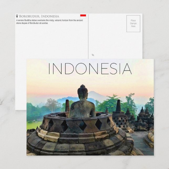 Borobudur, Indonesia Travel Postcard (Front/Back)