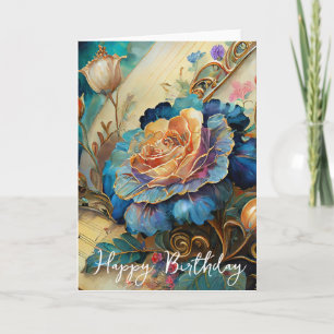 Boroque flowers birthday card
