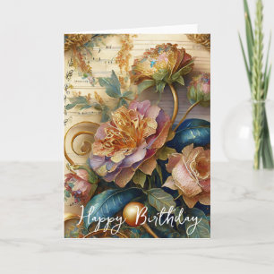 Boroque flowers birthday card