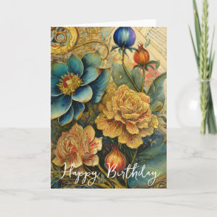 Boroque flowers birthday card