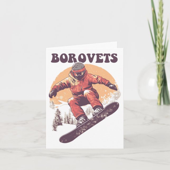 Borovets Bulgaria Retro Snowboard  Card (Front)