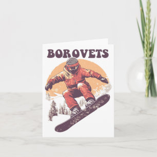 Borovets Bulgaria Retro Snowboard  Card