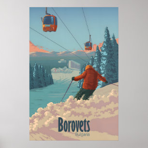Borovets Bulgaria Ski Resort Travel Poster