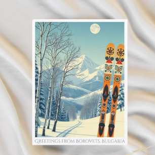 Borovets, Bulgaria ski vacation retro Postcard