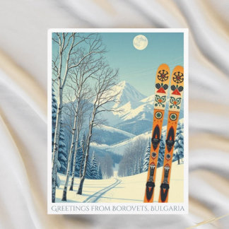 Borovets, Bulgaria ski vacation retro Postcard